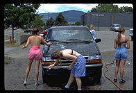 Los Alamos High School Cheerleaders Car Wash, 1994.
