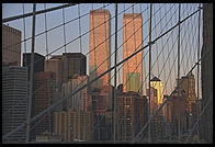 World Trade Center from the Brooklyn Bridge.  New York City.