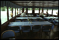 Dining room in the steamer S.S. Drottningholm.  Stockholm, Sweden