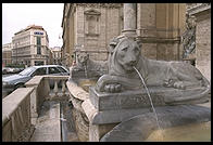 A lion in the Fontana dell'Acqua Felice (