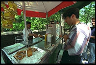 Ben Adida buying a pretzel along the edge of Central Park, Manhattan, 1995.