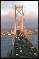 Traffic Jam on the Bay Bridge.  San Francisco, California (at 6:30 am, from Treasure Island)