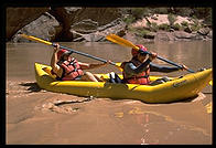 Margaret Stillman kayaking in Grand Canyon with Tom Huntington