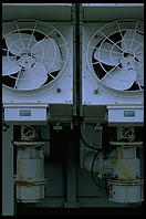 Fans on a spare transformer at the Vermont Yankee nuclear power plant.  Vernon, Vermont.