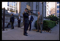 Secret Service guys checking out the press.  MIT Graduation 1998.