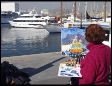 Digital photo titled painter-and-barcelona-yacht-harbor-horizontal